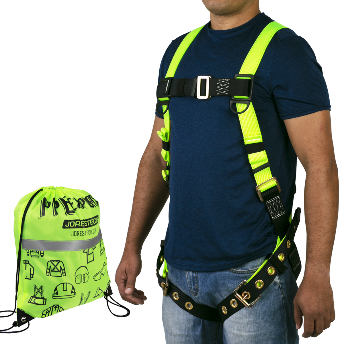 ANSI Hi-Vis Body Harness with D-Ring & Lanyard Keepers for Fall Arrest ...