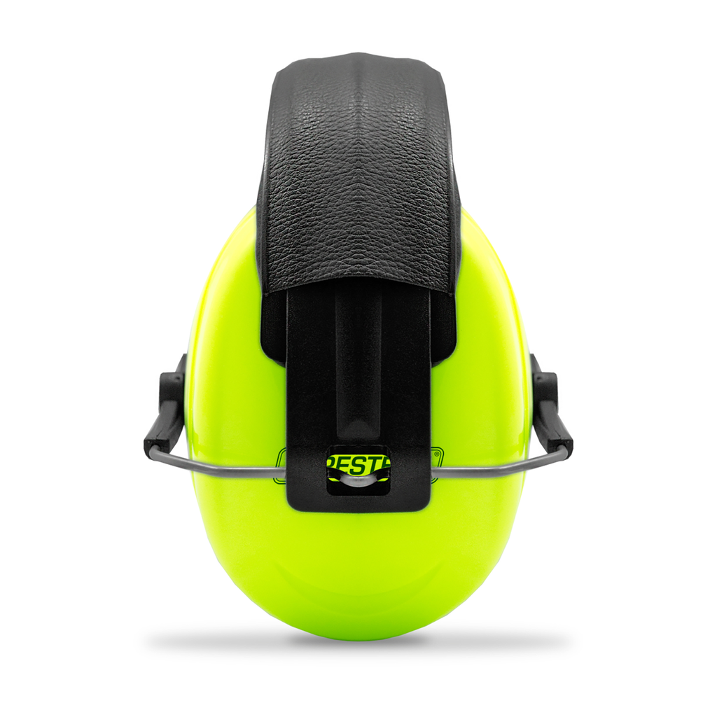 Front view of the 27DB NRR noise canceling hearing protection lime earmuffs