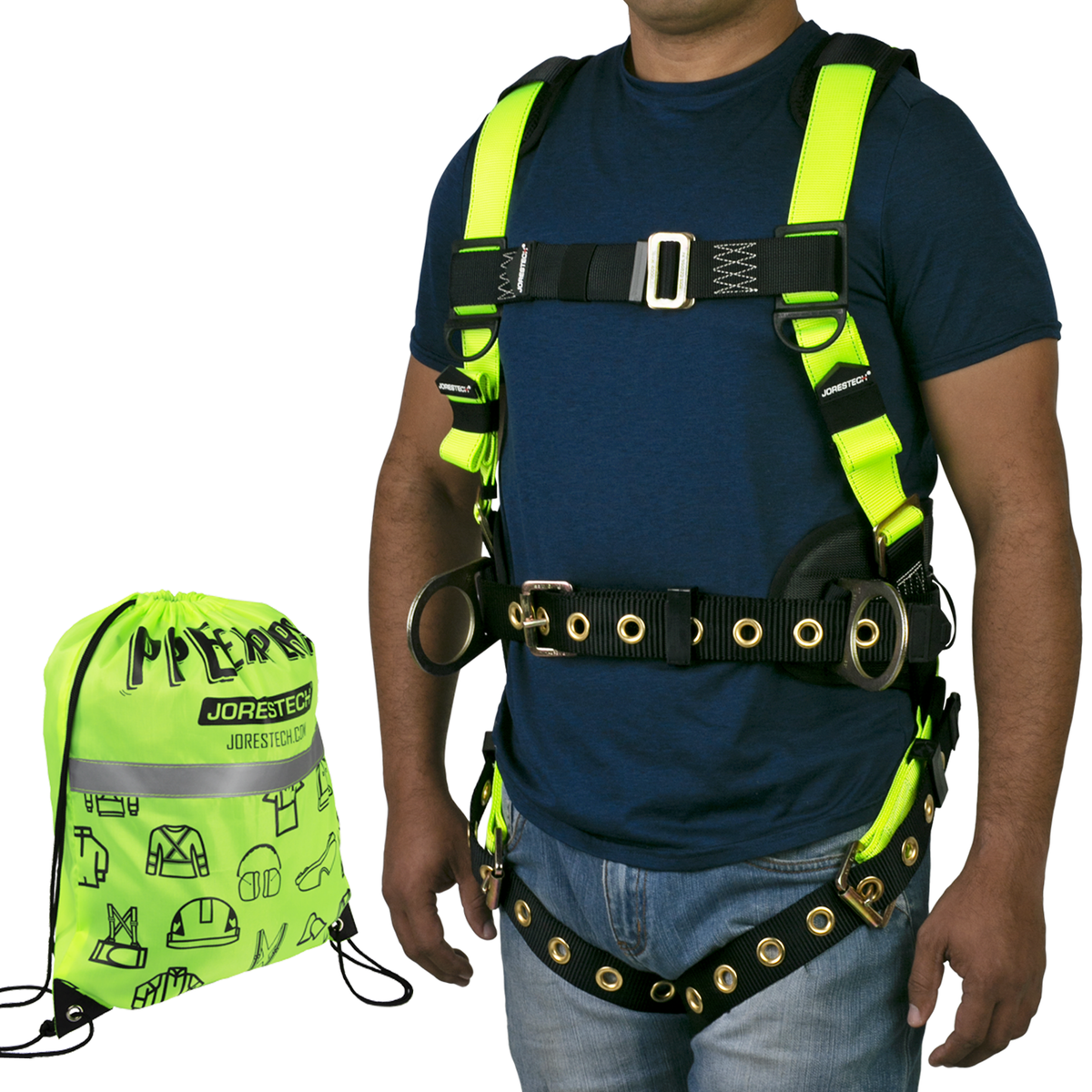 Hi-Vis 3D Body Harness with Padded Belt & Shoulder Straps | ANSI Z359 ...