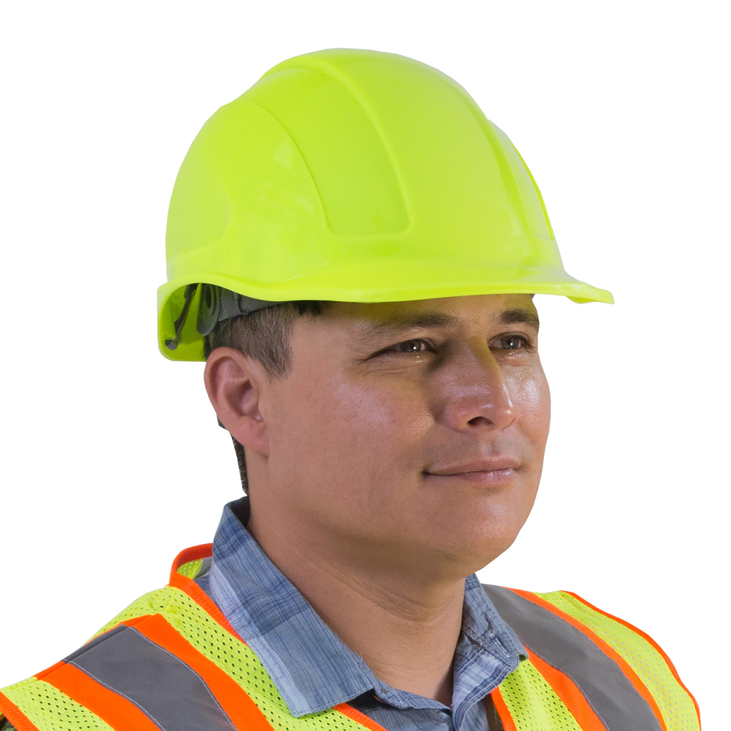 A worker wearing a lime cap style JORESTECH safety hard hat
