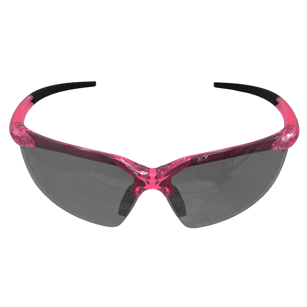 High impact resistant safety glasses color pink with smoke lenses  for sun protection